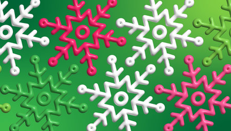 Abstract christmas pattern background with 3d snowflake icon. 3d object art illustration for graphic design elements.の写真素材