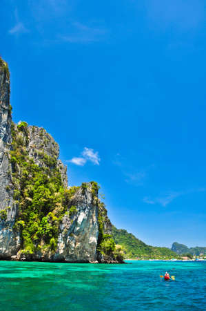 Phi-phi island, phu-ket,thailand and canoe の写真素材
