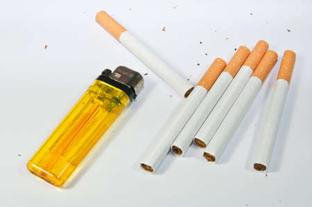 Smoking several cigarettesの写真素材