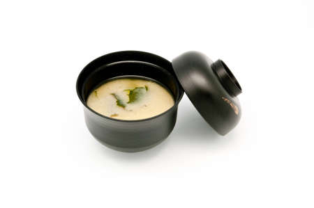 miso soup on white backgroundの写真素材