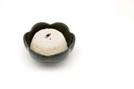 cooked rice on white backgroundの写真素材
