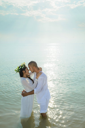 couple on the beachの写真素材
