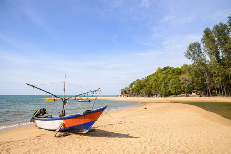 Fishing boat in the sea at thailandの写真素材