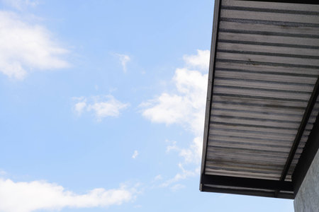 roof of sheet metal and blue sky