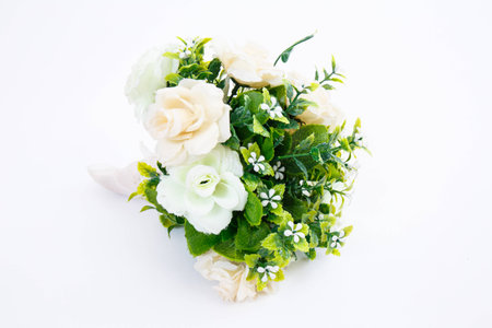 flowers in white pots on white backgroundの写真素材