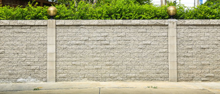 fence Brick wall and green leaf