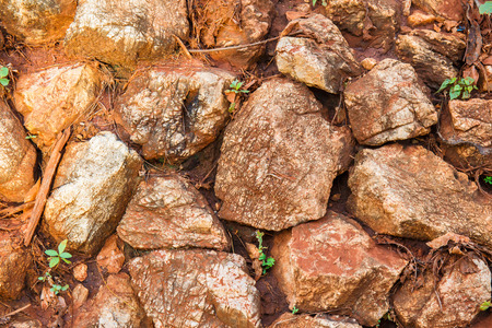 red sock Railway Tracks , stone background textureの写真素材