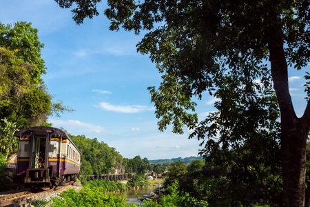 View of nature and Railroad tracks in Thailand backgroundの写真素材