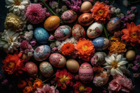 Easter eggs with flowersの素材