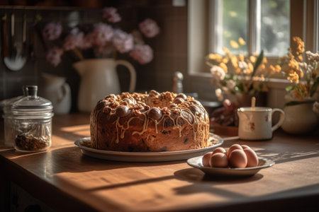 Homemade cake on the tableの素材
