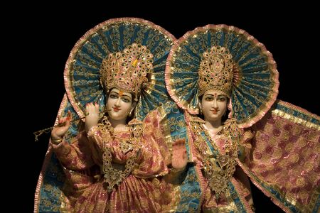 Idols of Lord Krishna and Radhaの写真素材