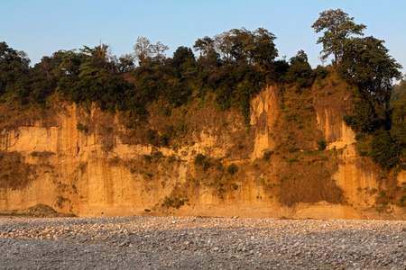 Sandstone mountain / rockface face near Garjiya, Ramnagar, Uttaranchal, INdiaのeditorial素材