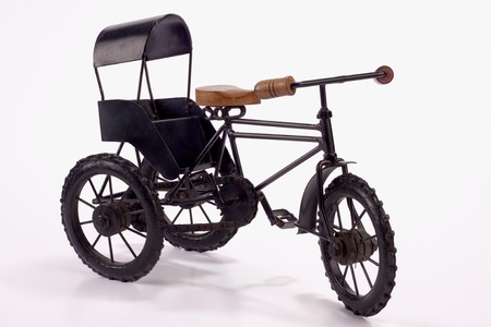 Wire Black Rikshaw Figurine isolated on whiteの写真素材
