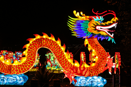 Dragon mannequin at the Chinese light festivalの写真素材