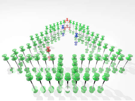 The colored plastic pushpins with glossy surfaceの写真素材