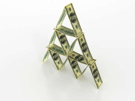 Conceptual 3D rendered house made by dollarsの写真素材