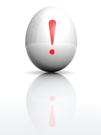 Isolated white bright egg with drawn bang characterの写真素材