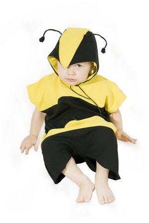 Cute little boy in bumble bee costume.の写真素材