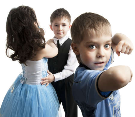 Two different boys and the girl.の写真素材