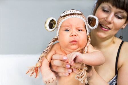 Portrait of happy mother and baby