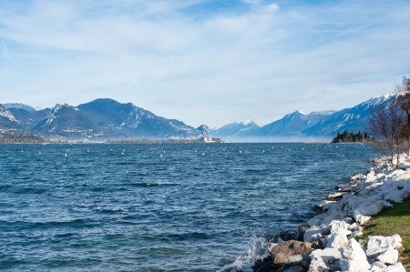 coast of garda lake, desencano, italy の写真素材