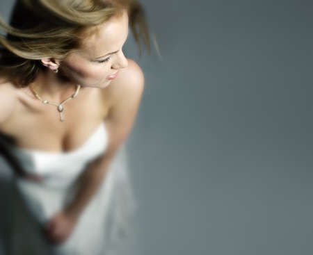 portrait of a bride in white dressの写真素材