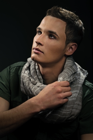 handsome guy with a thoughtful expressive lookの写真素材