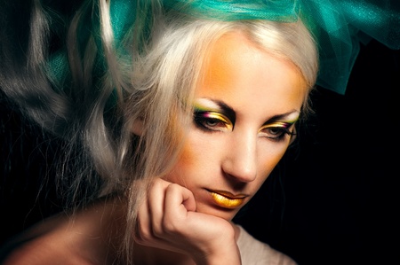 The girl with fancy makeupの写真素材