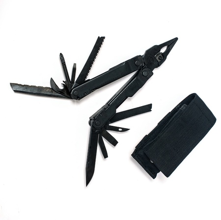 Multitool pliers open isolated on a white background with a clippig path