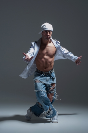 Breakdancer in a studioの写真素材