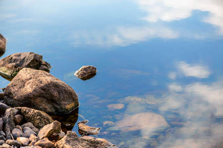 Autumn landscape with lakeの写真素材