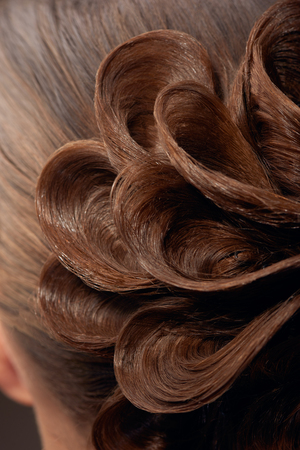 Part of beautiful hairstyle of brown hair ,close upの写真素材