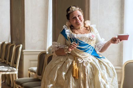 Historical cosplay. Beautiful woman in the similitude of Catherine the Great, empress of Russia...