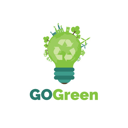 Vector Illustration of environmentally friendly planet. Go Greenのイラスト素材