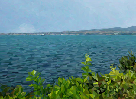 Sea landscape illustrationのイラスト素材