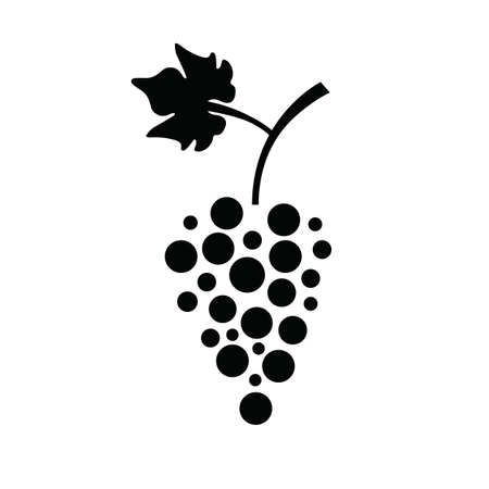 Grapes icon in a flat design on white background. Vector illustration eps10. With leafのイラスト素材