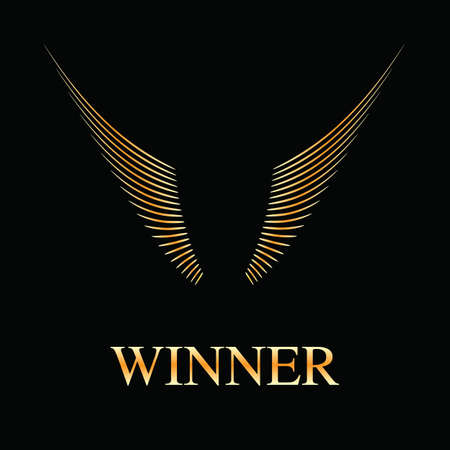 Vector graphic golden wings symbol with sample text for your company