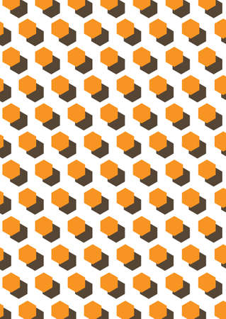 orange hexagons with a shadow on a white backgroundのイラスト素材