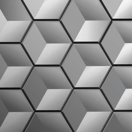 gray voluminous hexagons that look like squaresのイラスト素材