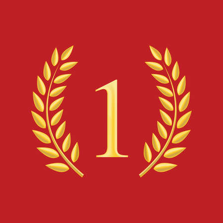 Golden wreath, vector illustration on red backgroundのイラスト素材