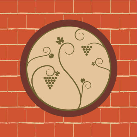 Grapevine inscribed in a circle. On wall backgroundのイラスト素材