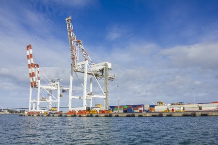 Large container cranes at Swanson Dock in the Port of Melbourne, Australiaの写真素材