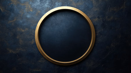 Abstract minimal background with thin gold border framing a deep black central space for luxury designの素材