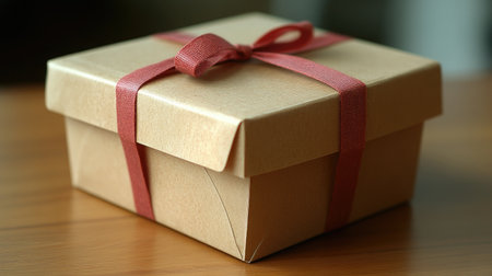 Eco-friendly kraft lunch box mockup shown closed with clear folds and realistic natural paper grainの素材