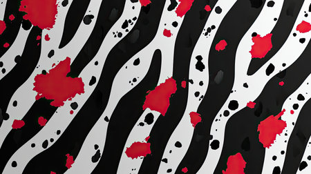 Black and white abstract pattern inspired by zebra stripes but distorted and irregularの素材