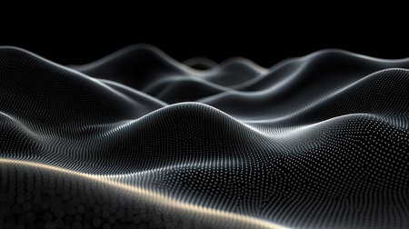 High contrast abstract background of curved monochrome lines flowing in dynamic motionの素材