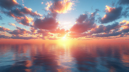 A wide expanse of sky with smooth, fluffy clouds gently moving across the frameの素材