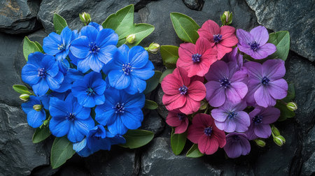 Close-up top view of a larkspur wreath with scattered buds around the ring, styled for natural eleganceの素材