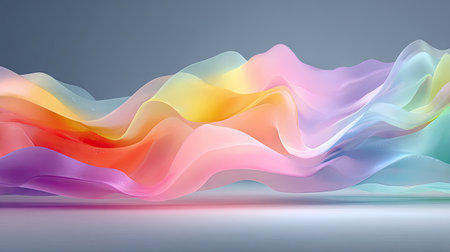 Luminous abstract gradient wave forming curves and arcs across a stark white backgroundの素材