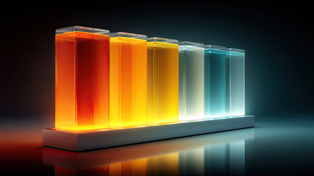 Digital progress bar filling up with glowing effects on a futuristic background, symbolizing business milestonesの素材